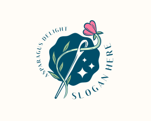 Floral Needle Sewing logo design