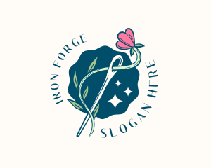 Floral Needle Sewing logo design