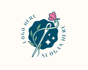 Floral Needle Sewing logo design