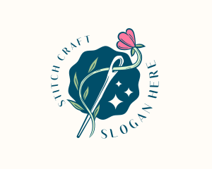 Needle - Floral Needle Sewing logo design