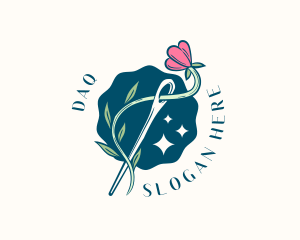 Floral Needle Sewing logo design