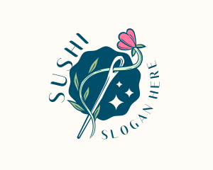 Floral Needle Sewing logo design