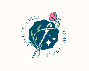 Floral Needle Sewing Logo
