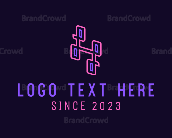 Neon Retro Letter H Logo