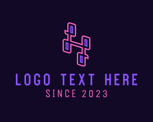Electronics - Neon Retro Letter H logo design