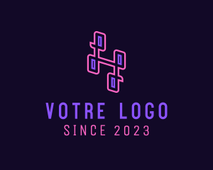 Agency - Neon Retro Letter H logo design