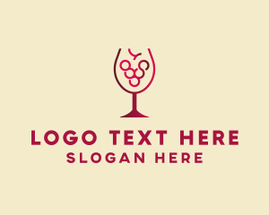 Winery - Grape Wine Glass logo design