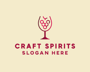 Alcohol - Grape Wine Glass logo design