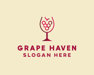 Vineyard - Grape Wine Glass logo design