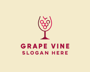 Grapes - Grape Wine Glass logo design