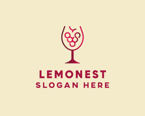 Alcohol - Grape Wine Glass logo design