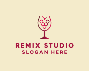 Grape Wine Glass  logo design