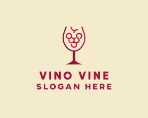 Wine - Grape Wine Glass logo design