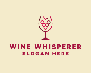 Sommelier - Grape Wine Glass logo design