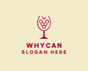 Wine Tasting - Grape Wine Glass logo design