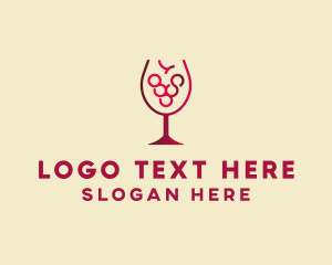 Alcohol - Grape Wine Glass logo design