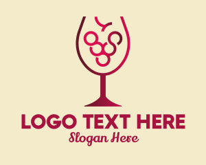 Wine Cellar - Grape Wine Glass logo design