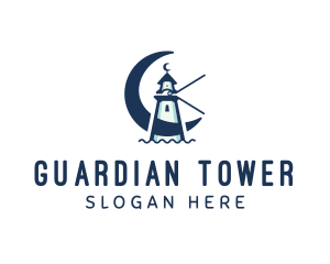 Night Lighthouse Tower logo design