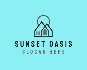 Abstract House Sunset logo design