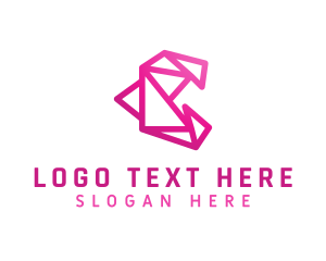 Wireframe - Pink Polygon C logo design