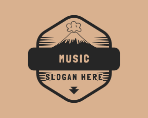 Black - Volcano Eruption Scenery logo design