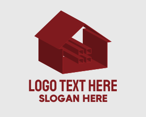 Housing - Red 3D House logo design