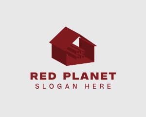 Red 3D House  logo design