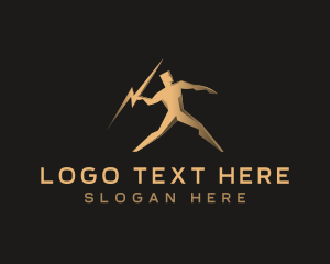 Spear - Lightning Bolt Man logo design