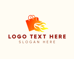 Grocery - Fire Shopping Bag logo design