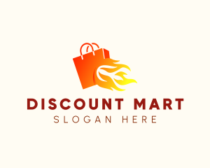 Bargain - Fire Shopping Bag logo design