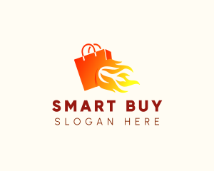 Buy - Fire Shopping Bag logo design