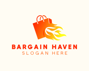 Fire Shopping Bag logo design