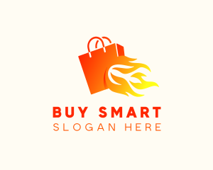 Fire Shopping Bag logo design