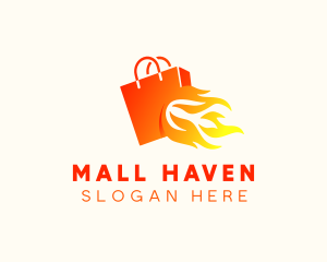 Fire Shopping Bag logo design