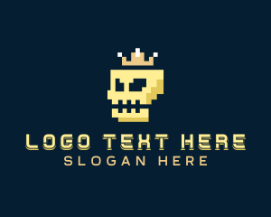 Holographic - Gaming Pixel Skull logo design