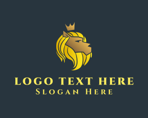 Hunter - Gold Lion Crown logo design