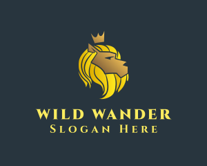 Gold Lion Crown logo design