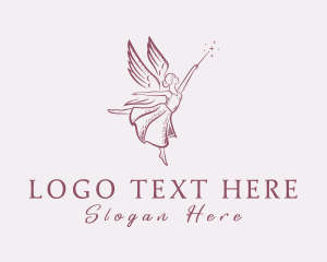 Mythical Creature - Magic Wand Fairy logo design