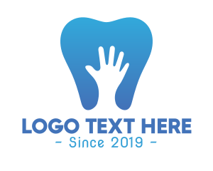 Dental Surgery - Blue Hand Tooth logo design