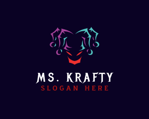 Spooky - Sinister Jester Clown Gaming logo design