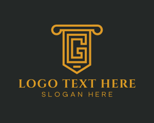 Column - Golden Pillar Letter G logo design