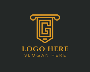 Golden Pillar Letter G Logo