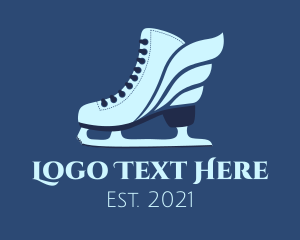 Ice Hockey - Ice Skating Winged Shoes logo design