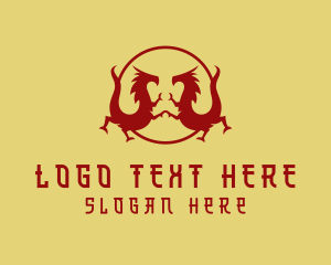 Mythology - Asian Twin Dragons logo design