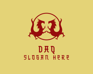 Asian Twin Dragons  logo design