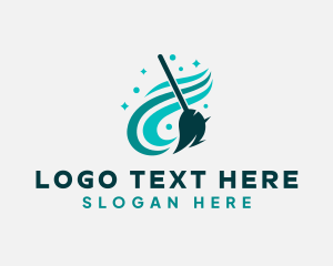 Disinfectant - Housekeeping Janitorial Broom Cleaner logo design