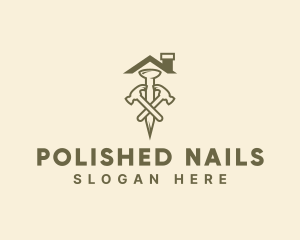 Construction Hammer Nail logo design