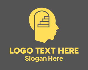 Thinking - Human Head Stairs logo design