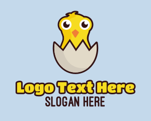 Egg Farm - Cartoon Hatchling Chick logo design