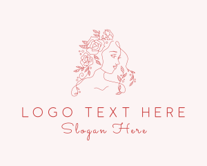 Facial Care - Beautiful Floral Woman logo design
